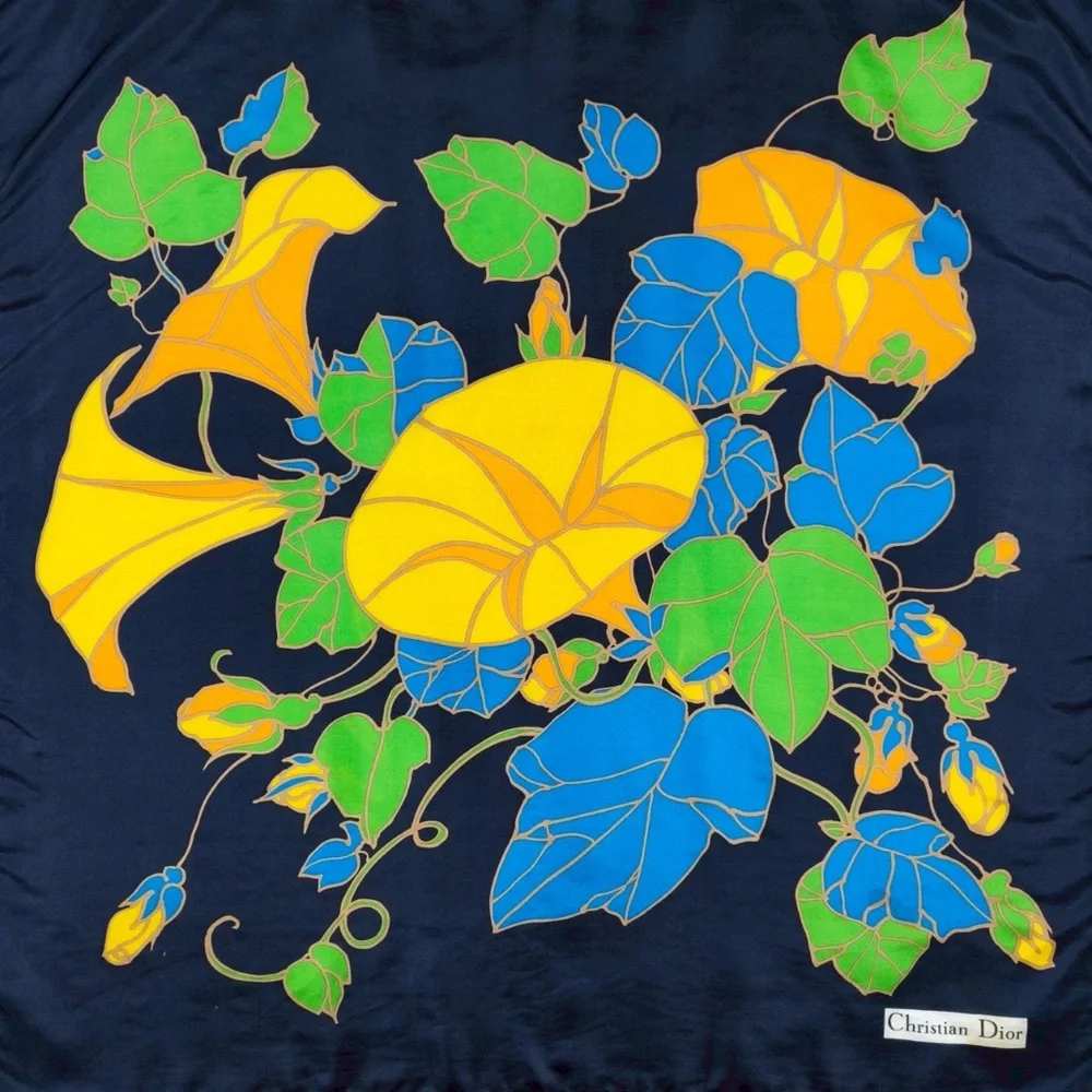 Dior Floral Scarf in Blue, Yellow, and Green